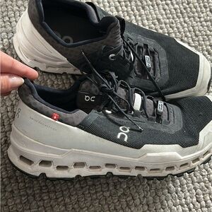 On Running Black and White Athletic Shoes with Modern Design